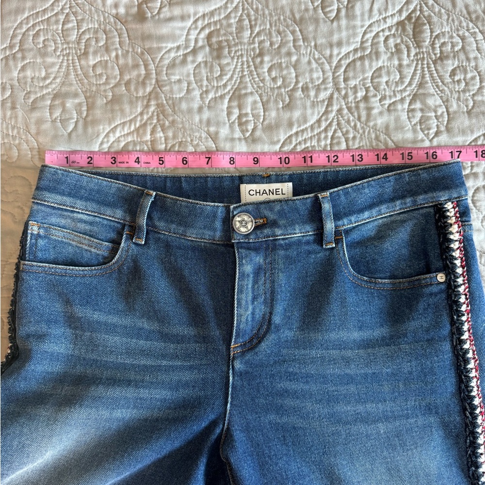 CHANEL Blue Straight Leg Jeans with Braided Detail 2019 Collection size 42 - Picture 14 of 17